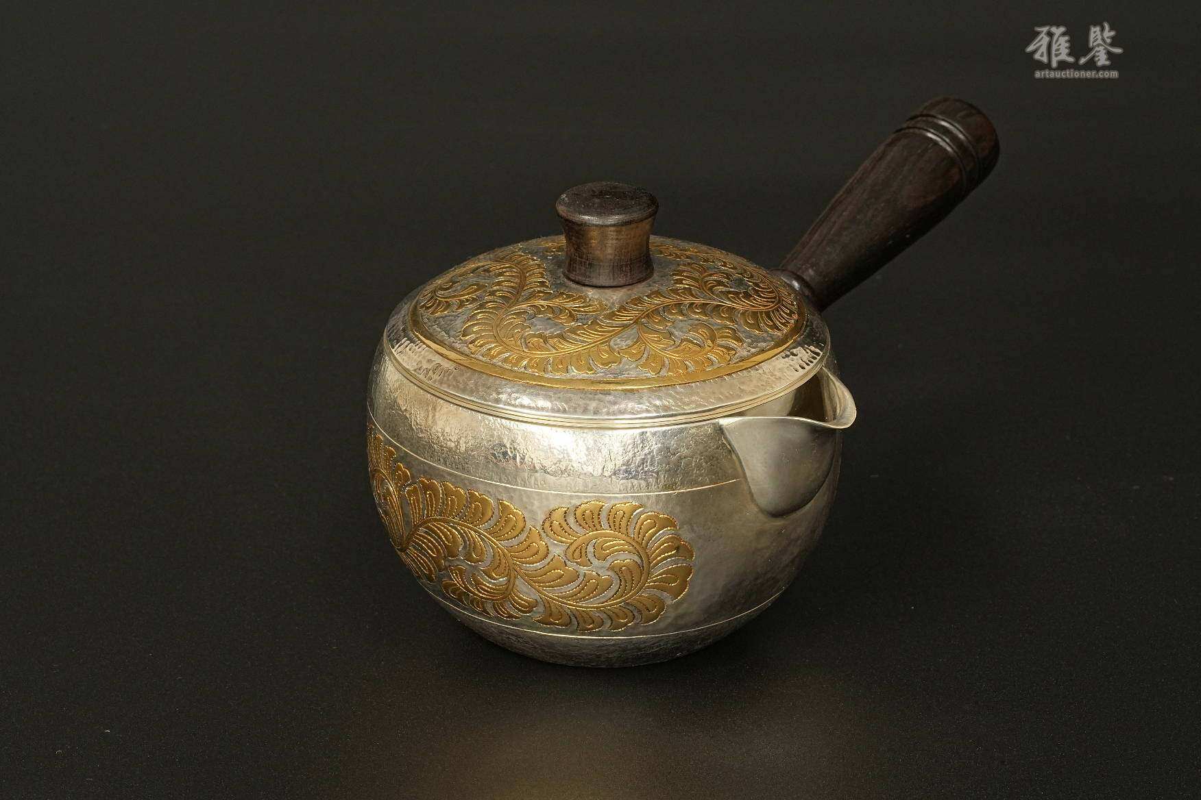 纯银 净益造 唐草纹急须
